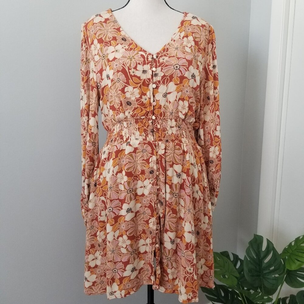 Hayden rust floral mini dress M